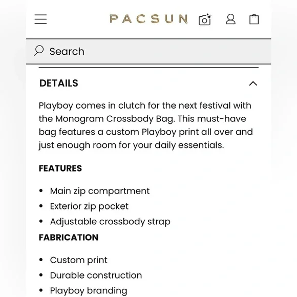 Playboy By Pacsun Black Monogram Crossbody Bag - Picture 7 of 8